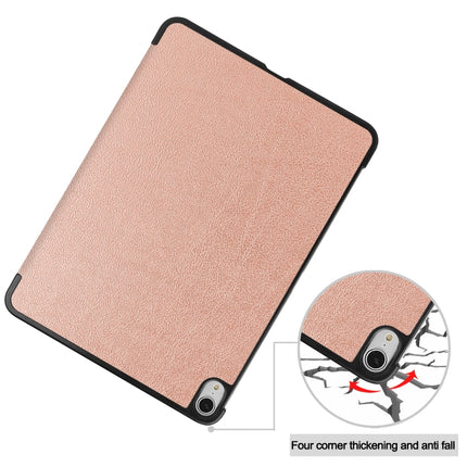 For iPad Air 2022 / 2020 10.9 Custer Texture Horizontal Flip Leather Case with Three-folding Holder & Sleep / Wake-up Function(Rose Gold)-garmade.com