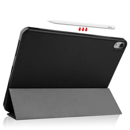 For iPad Air 2022 / 2020 10.9 Custer Texture TPU Horizontal Flip Leather Case with Sleep / Wake-up Function & Three-folding Holder & Pen Slot(Black)-garmade.com