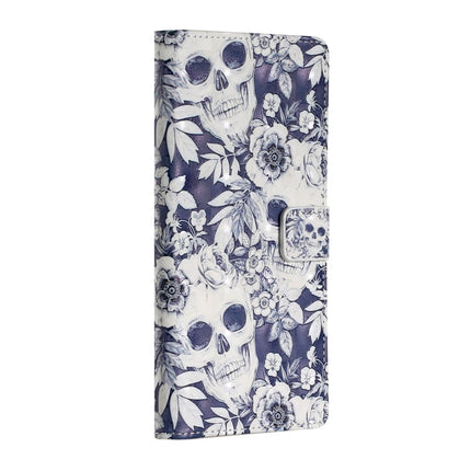 For iPhone 12 / 12 Pro 3D Painted Pattern Horizontal Flip Leather Case with Holder & Card Slots & Photo Frame & Wallet(Skull Flower)-garmade.com