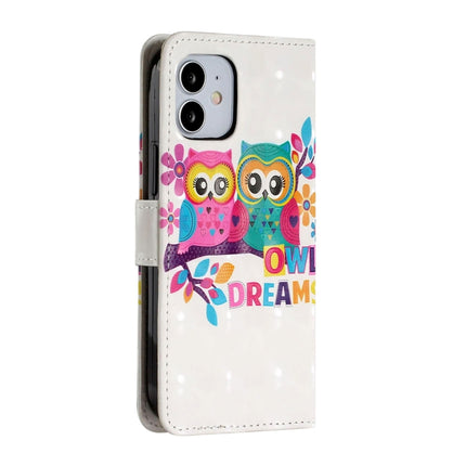 For iPhone 12 / 12 Pro 3D Painted Pattern Horizontal Flip Leather Case with Holder & Card Slots & Photo Frame & Wallet(Couple Cat)-garmade.com