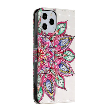 For iPhone 12 Pro Max 3D Painted Pattern Horizontal Flip Leather Case with Holder & Card Slots & Photo Frame & Wallet(Half Flower)-garmade.com