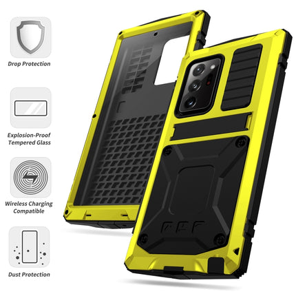 For Samsung Galaxy Note 20 R-JUST Shockproof Waterproof Dust-proof Metal + Silicone Protective Case with Holder(Yellow)-garmade.com