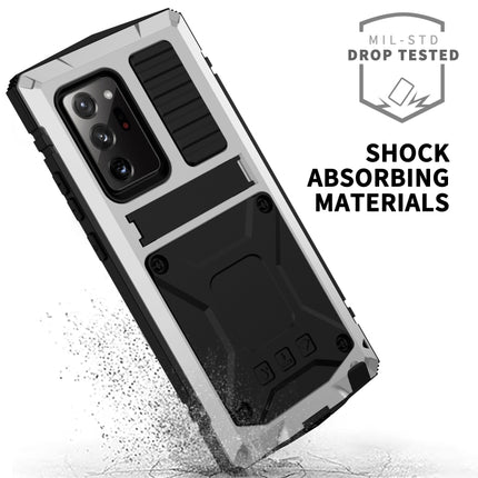 For Samsung Galaxy Note 20 Ultra R-JUST Shockproof Waterproof Dust-proof Metal + Silicone Protective Case with Holder(Silver)-garmade.com