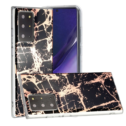 For Samsung Galaxy Note20 Ultra Plating Marble Pattern Soft TPU Protective Case(Black Gold)-garmade.com