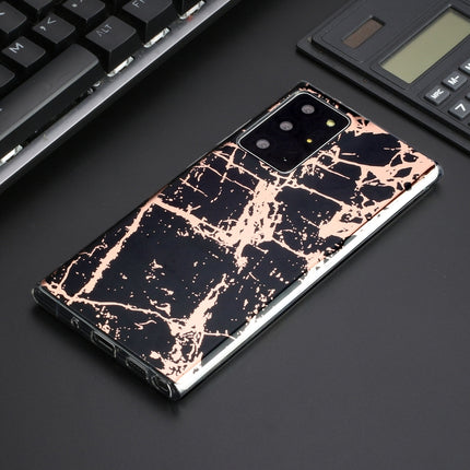 For Samsung Galaxy Note20 Ultra Plating Marble Pattern Soft TPU Protective Case(Black Gold)-garmade.com