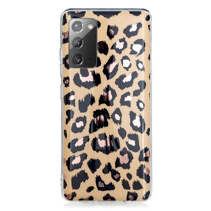 For Samsung Galaxy Note20 Plating Marble Pattern Soft TPU Protective Case(Leopard)-garmade.com