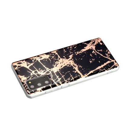 For Samsung Galaxy Note20 Plating Marble Pattern Soft TPU Protective Case(Black Gold)-garmade.com