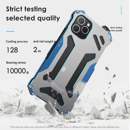 For iPhone 12 / 12 Pro R-JUST Shockproof Armor Metal Protective Case(Blue)-garmade.com