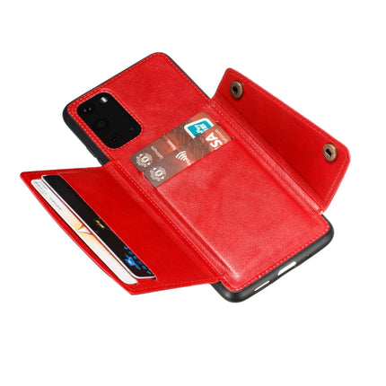 For Samsung Galaxy Note 20 Ultra Double Buckle PU + TPU Shockproof Magnetic Protective Case with Card Slot & Holder(Red)-garmade.com