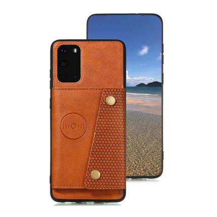 For Samsung Galaxy Note 20 Ultra Double Buckle PU + TPU Shockproof Magnetic Protective Case with Card Slot & Holder(Brown)-garmade.com