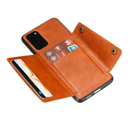 For Samsung Galaxy Note 20 Ultra Double Buckle PU + TPU Shockproof Magnetic Protective Case with Card Slot & Holder(Brown)-garmade.com