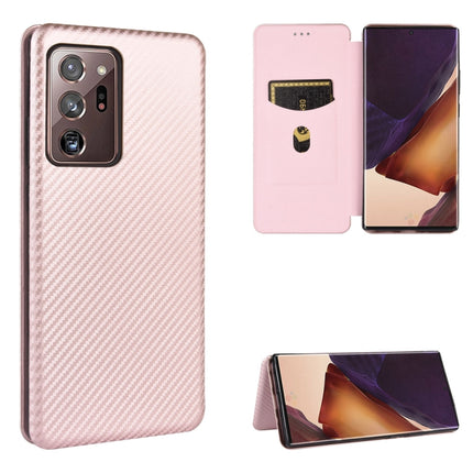 For Samsung Galaxy Note20 Ultra Carbon Fiber Texture Horizontal Flip TPU + PC + PU Leather Case with Card Slot(Pink)-garmade.com
