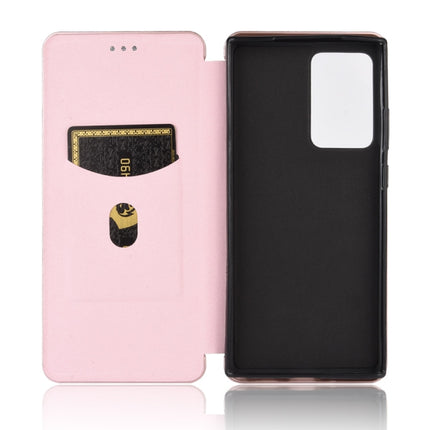 For Samsung Galaxy Note20 Ultra Carbon Fiber Texture Horizontal Flip TPU + PC + PU Leather Case with Card Slot(Pink)-garmade.com