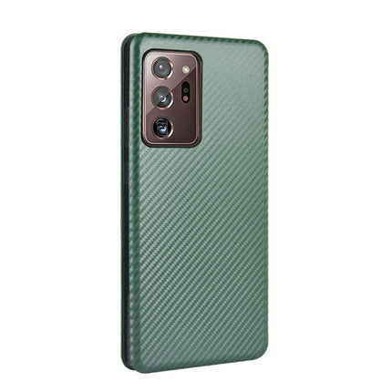 For Samsung Galaxy Note20 Ultra Carbon Fiber Texture Horizontal Flip TPU + PC + PU Leather Case with Card Slot(Green)-garmade.com