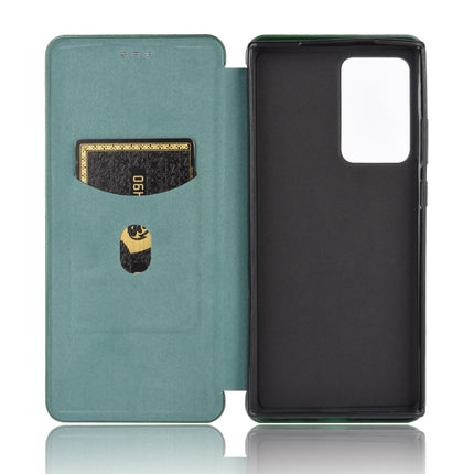 For Samsung Galaxy Note20 Ultra Carbon Fiber Texture Horizontal Flip TPU + PC + PU Leather Case with Card Slot(Green)-garmade.com
