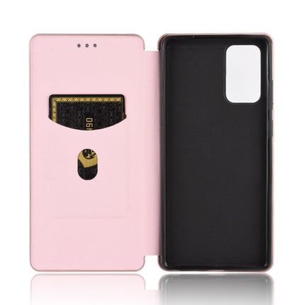 For Samsung Galaxy Note20 Carbon Fiber Texture Horizontal Flip TPU + PC + PU Leather Case with Card Slot(Pink)-garmade.com