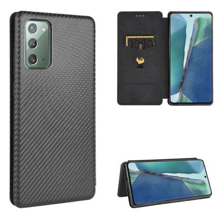 For Samsung Galaxy Note20 Carbon Fiber Texture Horizontal Flip TPU + PC + PU Leather Case with Card Slot(Black)-garmade.com