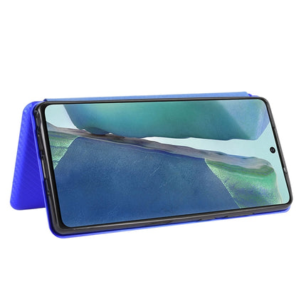 For Samsung Galaxy Note20 Carbon Fiber Texture Horizontal Flip TPU + PC + PU Leather Case with Card Slot(Blue)-garmade.com
