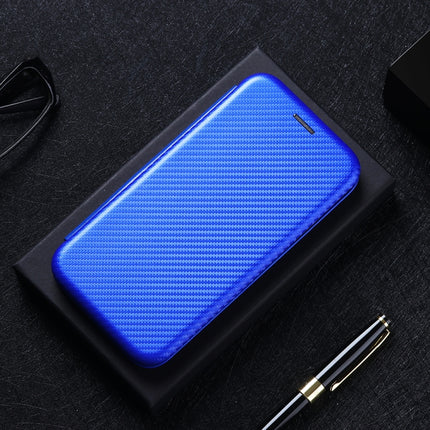 For Samsung Galaxy Note20 Carbon Fiber Texture Horizontal Flip TPU + PC + PU Leather Case with Card Slot(Blue)-garmade.com