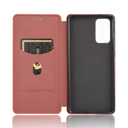 For Samsung Galaxy Note20 Carbon Fiber Texture Horizontal Flip TPU + PC + PU Leather Case with Card Slot(Brown)-garmade.com