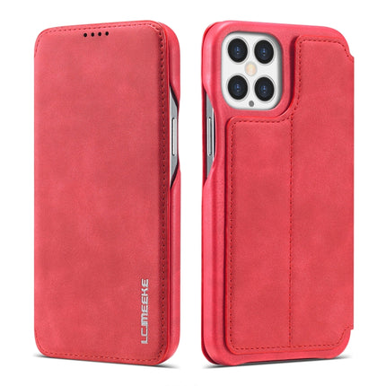 For iPhone 12 Pro Max LC.IMEEKE Hon Ancient Series Horizontal Flip Leather Case with Holder & Card Slot(Red)-garmade.com