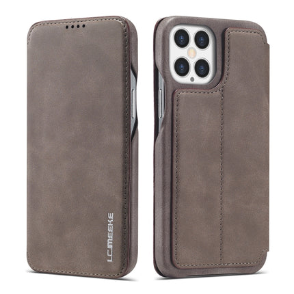 For iPhone 12 Pro Max LC.IMEEKE Hon Ancient Series Horizontal Flip Leather Case with Holder & Card Slot(Coffee)-garmade.com