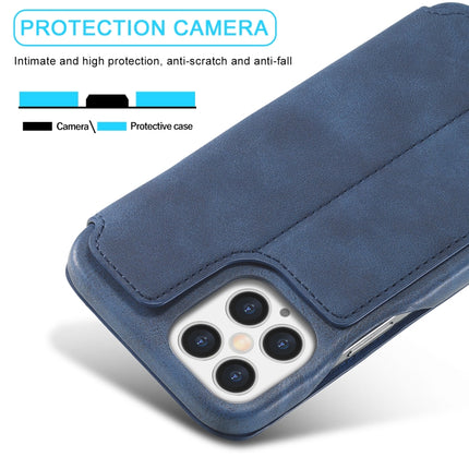 For iPhone 12 Pro Max LC.IMEEKE Hon Ancient Series Horizontal Flip Leather Case with Holder & Card Slot(Blue)-garmade.com