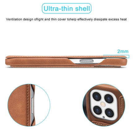 For iPhone 12 Pro Max LC.IMEEKE Hon Ancient Series Horizontal Flip Leather Case with Holder & Card Slot(Brown)-garmade.com
