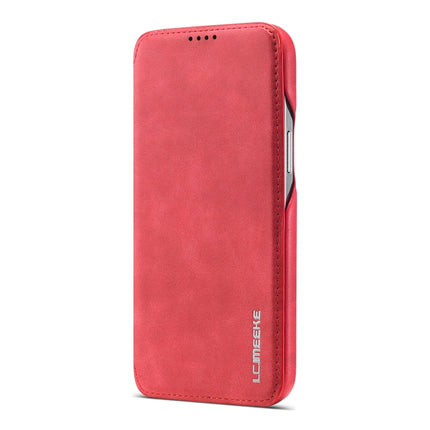For iPhone 12 / 12 Pro LC.IMEEKE Hon Ancient Series Horizontal Flip Leather Case with Holder & Card Slot(Red)-garmade.com