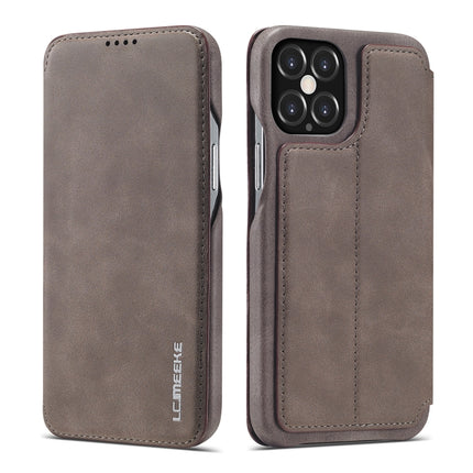 For iPhone 12 / 12 Pro LC.IMEEKE Hon Ancient Series Horizontal Flip Leather Case with Holder & Card Slot(Coffee)-garmade.com