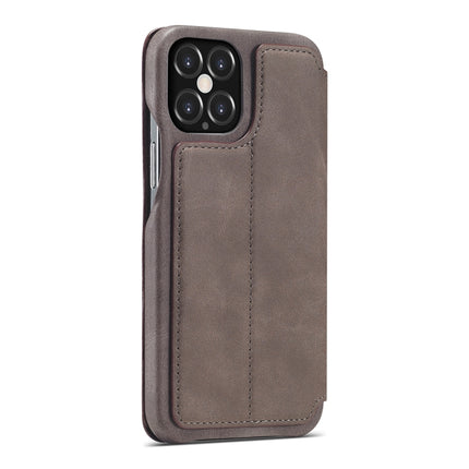 For iPhone 12 / 12 Pro LC.IMEEKE Hon Ancient Series Horizontal Flip Leather Case with Holder & Card Slot(Coffee)-garmade.com