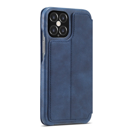 For iPhone 12 / 12 Pro LC.IMEEKE Hon Ancient Series Horizontal Flip Leather Case with Holder & Card Slot(Blue)-garmade.com