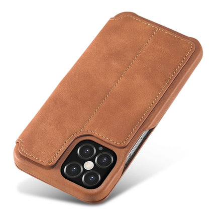 For iPhone 12 / 12 Pro LC.IMEEKE Hon Ancient Series Horizontal Flip Leather Case with Holder & Card Slot(Brown)-garmade.com