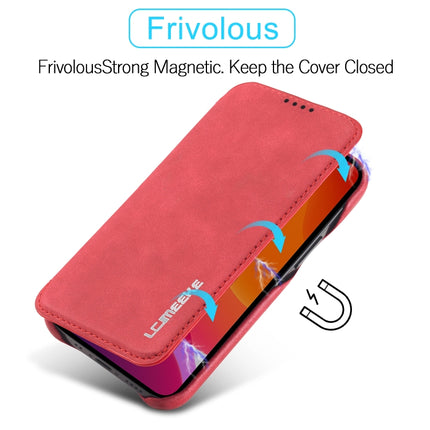 For iPhone 12 mini LC.IMEEKE Hon Ancient Series Horizontal Flip Leather Case with Holder & Card Slot(Red)-garmade.com