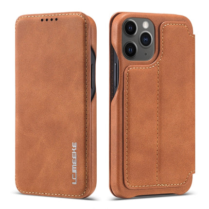 For iPhone 12 mini LC.IMEEKE Hon Ancient Series Horizontal Flip Leather Case with Holder & Card Slot(Brown)-garmade.com