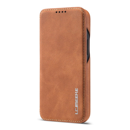 For iPhone 12 mini LC.IMEEKE Hon Ancient Series Horizontal Flip Leather Case with Holder & Card Slot(Brown)-garmade.com