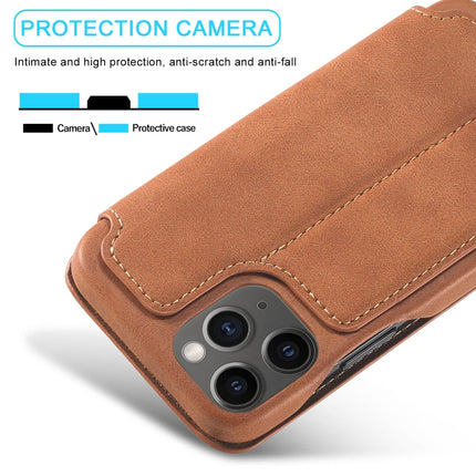 For iPhone 12 mini LC.IMEEKE Hon Ancient Series Horizontal Flip Leather Case with Holder & Card Slot(Brown)-garmade.com