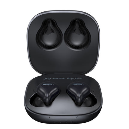 REMAX TWS-12 Bluetooth 5.0 Metal True Wireless Bluetooth Stereo Music Earphone with Charging Box(Black)-garmade.com