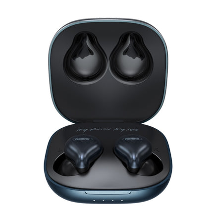 REMAX TWS-12 Bluetooth 5.0 Metal True Wireless Bluetooth Stereo Music Earphone with Charging Box(Blue)-garmade.com
