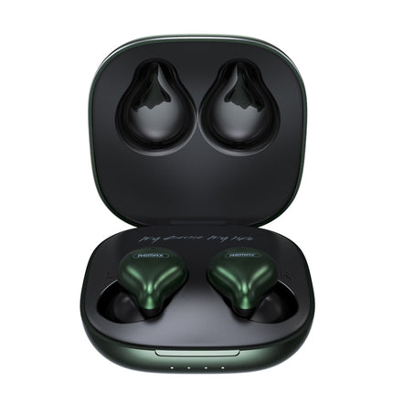 REMAX TWS-12 Bluetooth 5.0 Metal True Wireless Bluetooth Stereo Music Earphone with Charging Box(Green)-garmade.com