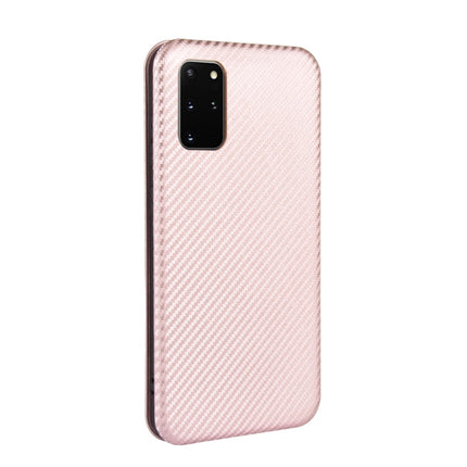 For Samsung Galaxy S20 Plus Carbon Fiber Texture Horizontal Flip TPU + PC + PU Leather Case with Rope & Card Slot(Pink)-garmade.com