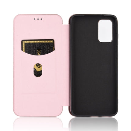 For Samsung Galaxy S20 Plus Carbon Fiber Texture Horizontal Flip TPU + PC + PU Leather Case with Rope & Card Slot(Pink)-garmade.com