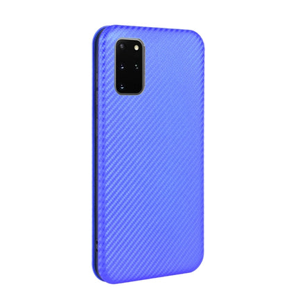 For Samsung Galaxy S20 Plus Carbon Fiber Texture Horizontal Flip TPU + PC + PU Leather Case with Rope & Card Slot(Blue)-garmade.com