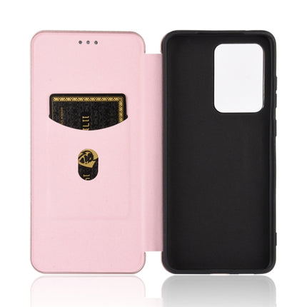 For Samsung Galaxy S20 Ultra Carbon Fiber Texture Horizontal Flip TPU + PC + PU Leather Case with Rope & Card Slot(Pink)-garmade.com