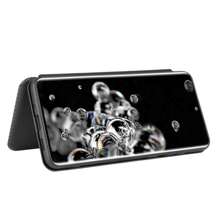 For Samsung Galaxy S20 Ultra Carbon Fiber Texture Horizontal Flip TPU + PC + PU Leather Case with Rope & Card Slot(Black)-garmade.com