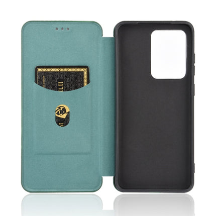 For Samsung Galaxy S20 Ultra Carbon Fiber Texture Horizontal Flip TPU + PC + PU Leather Case with Rope & Card Slot(Green)-garmade.com