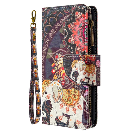 For iPhone 12 mini Colored Drawing Pattern Zipper Horizontal Flip Leather Case with Holder & Card Slots & Wallet(Flower Elephants)-garmade.com