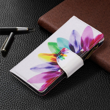 For iPhone 12 mini Colored Drawing Pattern Zipper Horizontal Flip Leather Case with Holder & Card Slots & Wallet(Sun Flower)-garmade.com