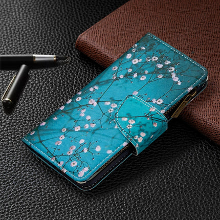 For iPhone 12 mini Colored Drawing Pattern Zipper Horizontal Flip Leather Case with Holder & Card Slots & Wallet(Plum Blossom)-garmade.com