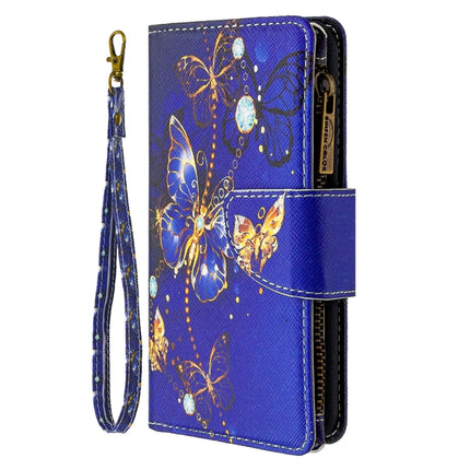 For iPhone 12 / 12 Pro Colored Drawing Pattern Zipper Horizontal Flip Leather Case with Holder & Card Slots & Wallet(Purple Butterfly)-garmade.com